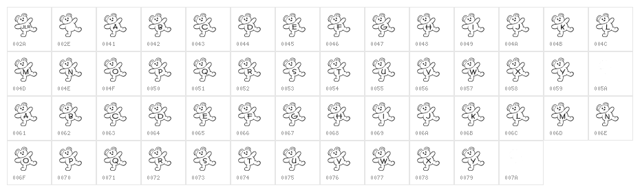 JLR Teddy Bear Character Map