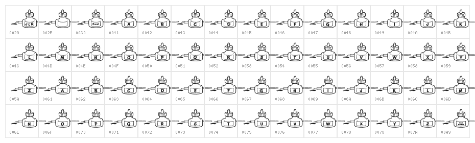 JLR Write Stuff Character Map