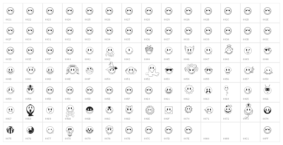 JLS Smiles Sampler Character Map