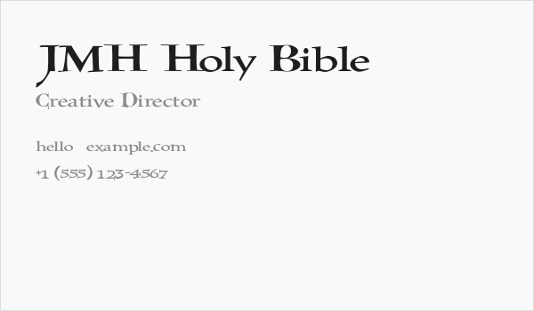 JMH Holy Bible Business Card