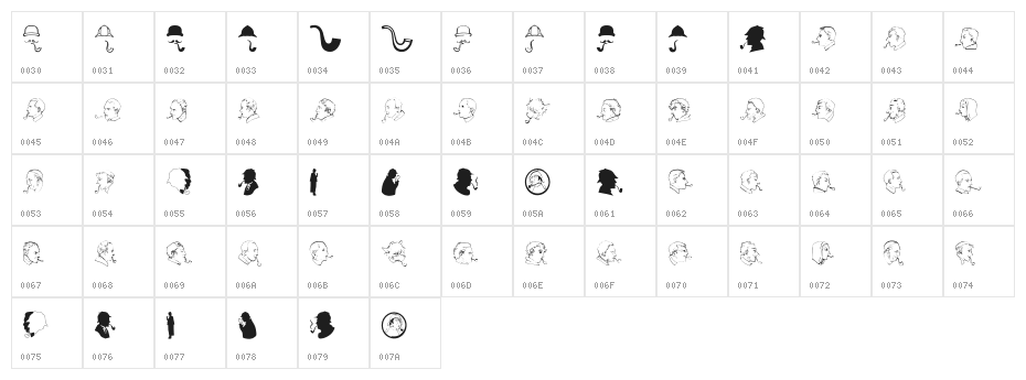 JMH Sherlock Dingbats Regular Character Map