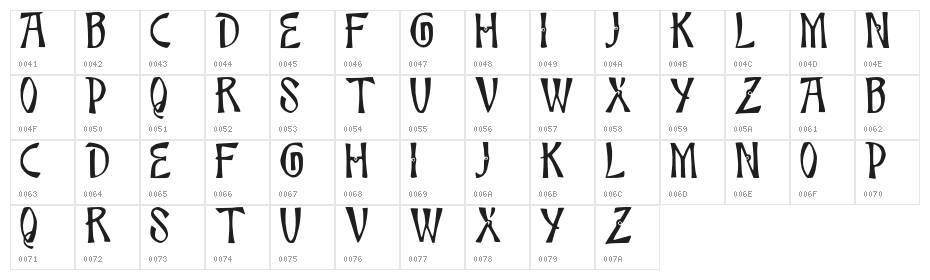 JMHBambooCaps-Regular Character Map