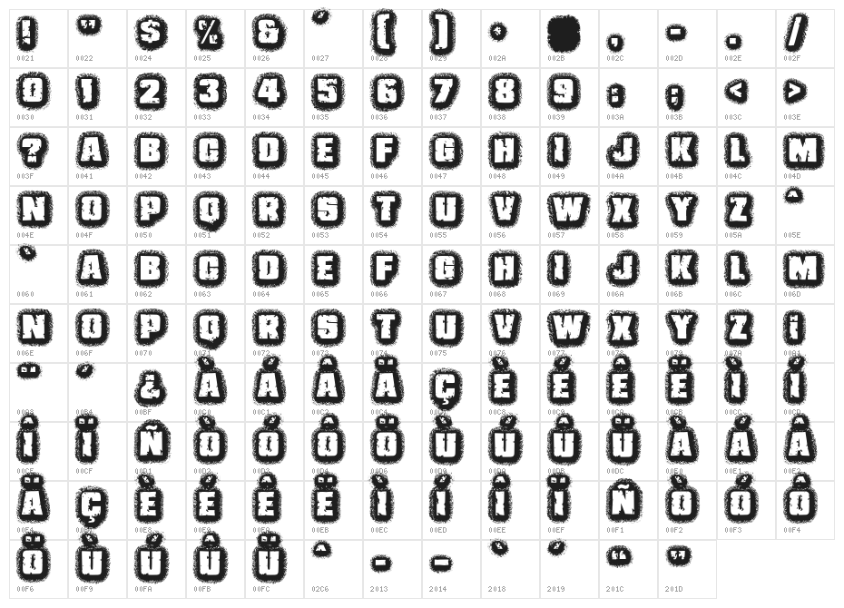 JMHBelicosa-Regular Character Map
