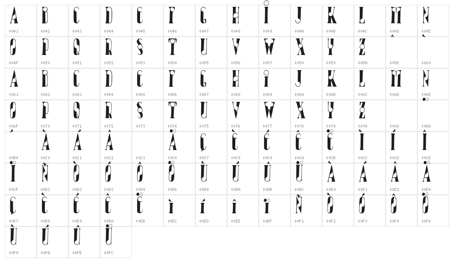 JMHBolitaCaps-Regular Character Map