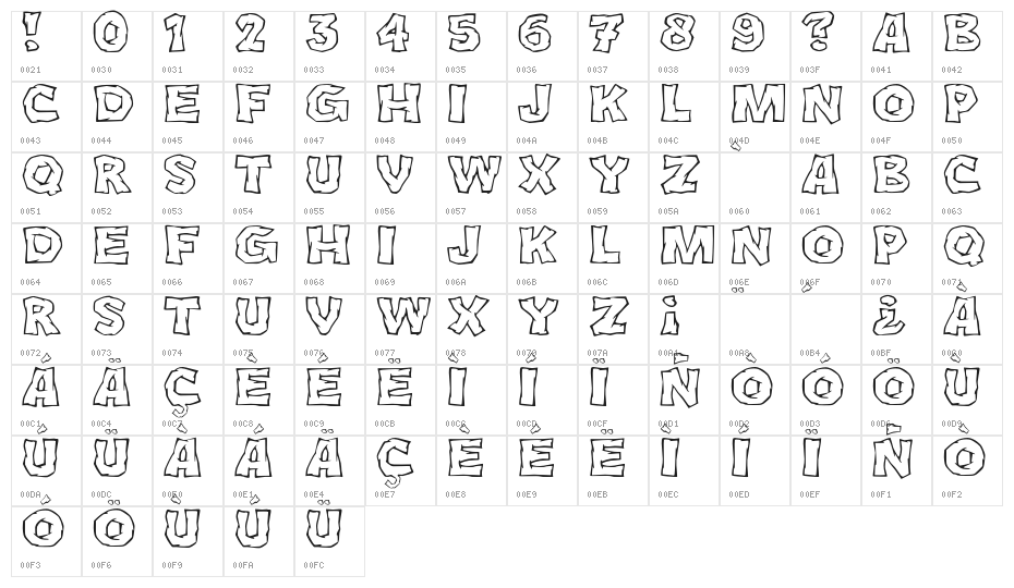 JMHCromII-Regular Character Map