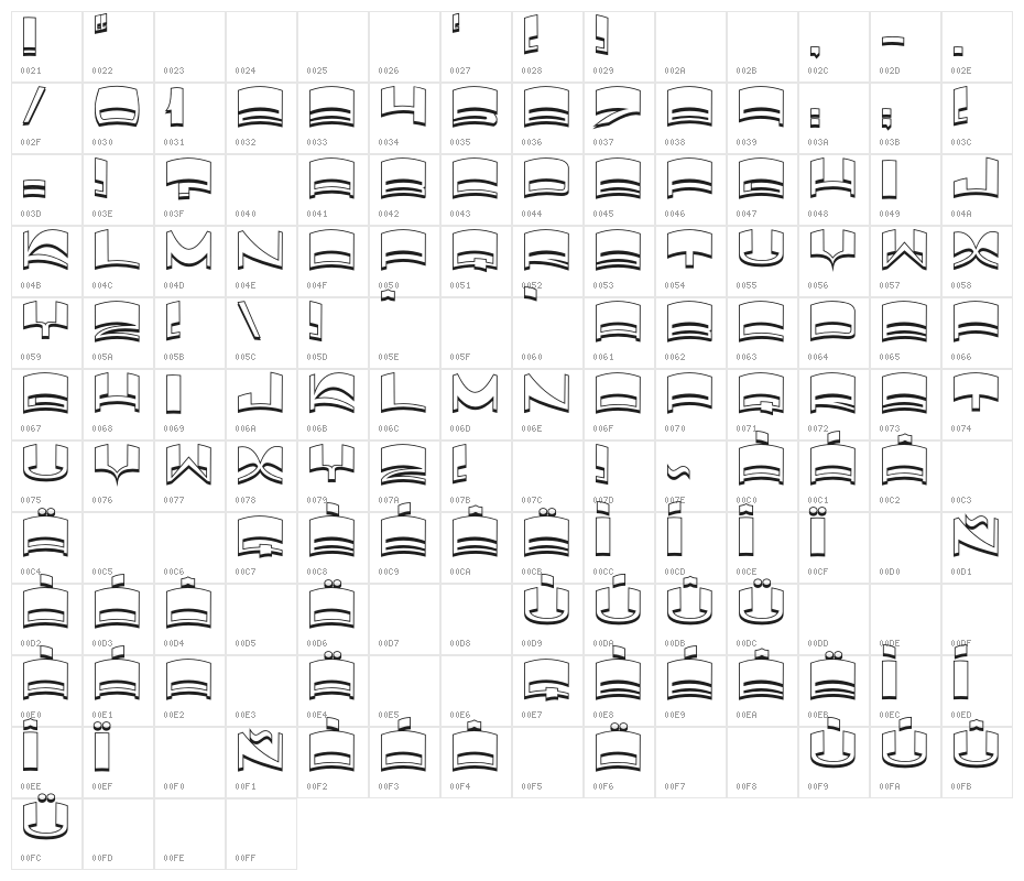JMHElixirShadow-Regular Character Map