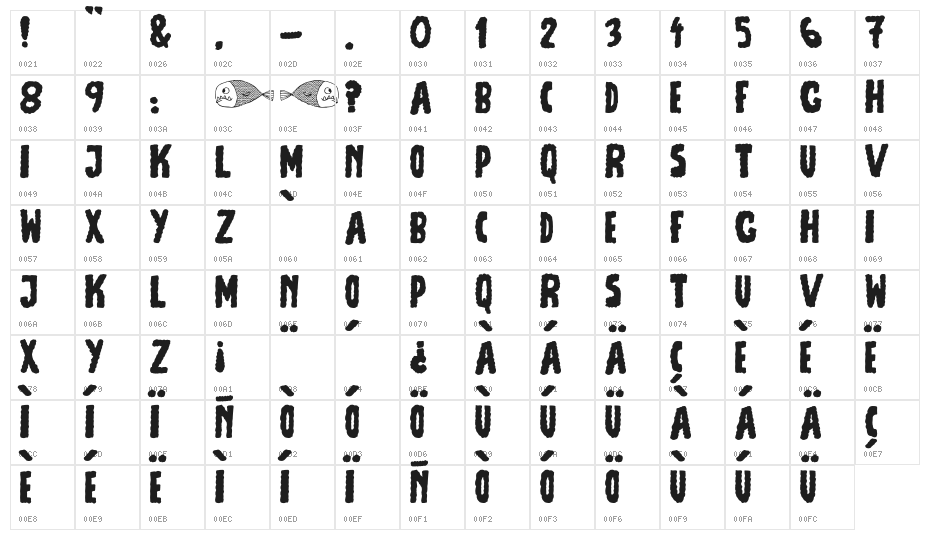 JMHEscamasFill-Regular Character Map