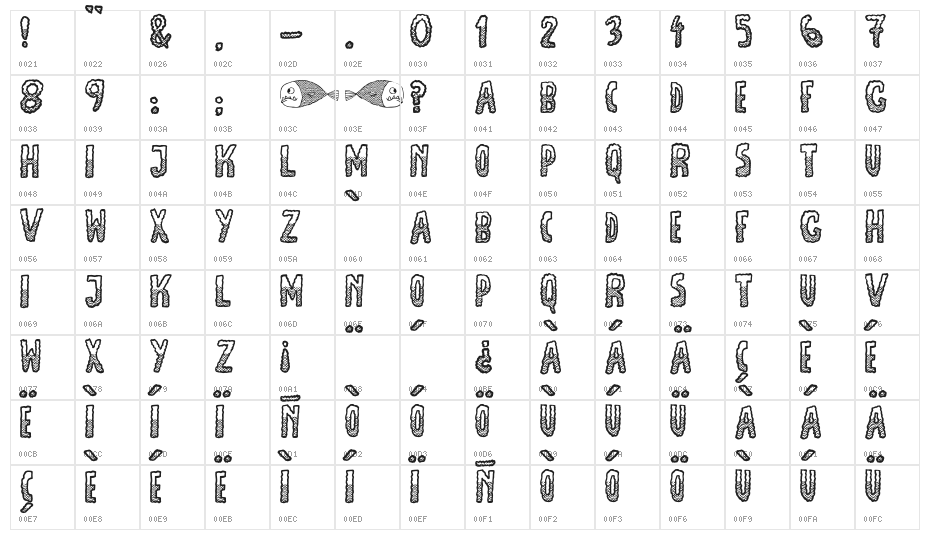 JMHEscamasWhiteDown-Regular Character Map