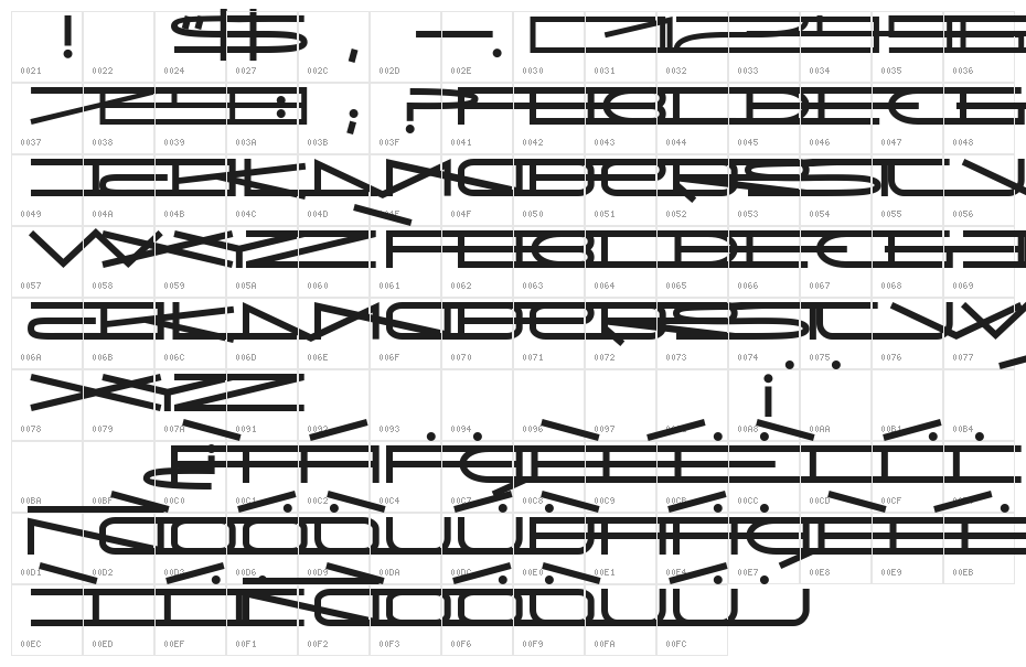 JMHExtraWide-UltraexpandedRegul Character Map