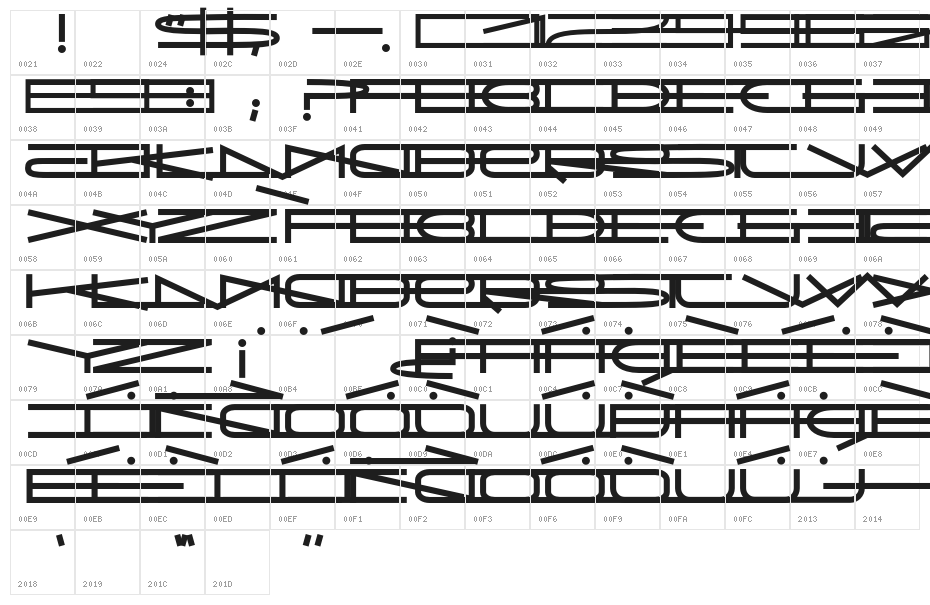 JMHExtraWide-UltraexpandedRegul Character Map