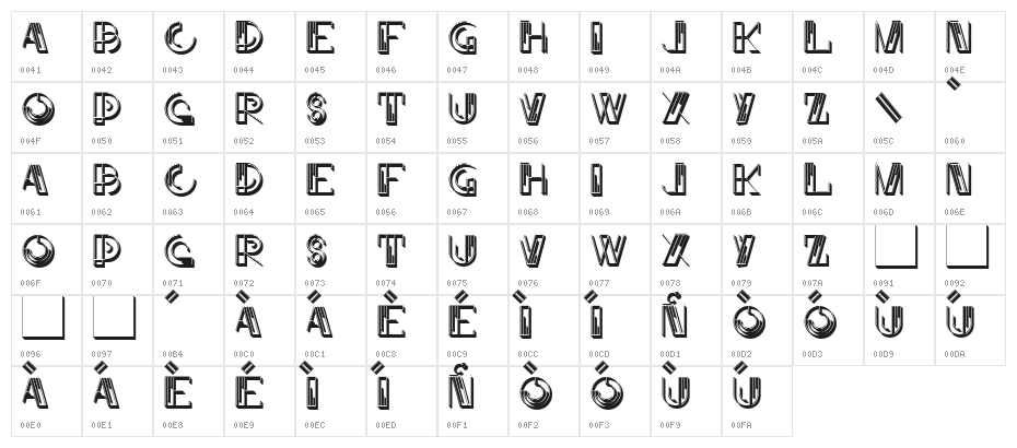 JMHLinartIICaps-Regular Character Map