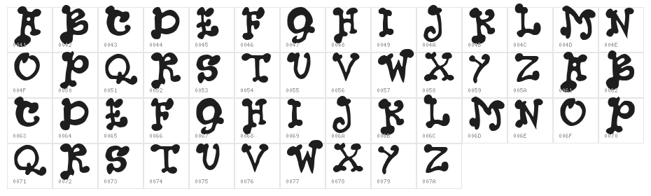 JMHPETSCAPS-Regular Character Map