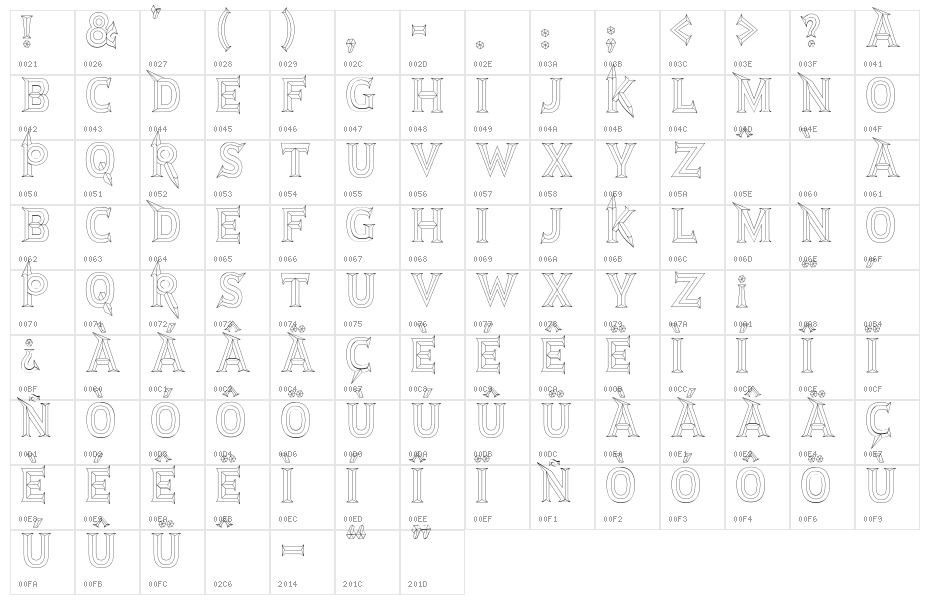 JMHRastan-Regular Character Map