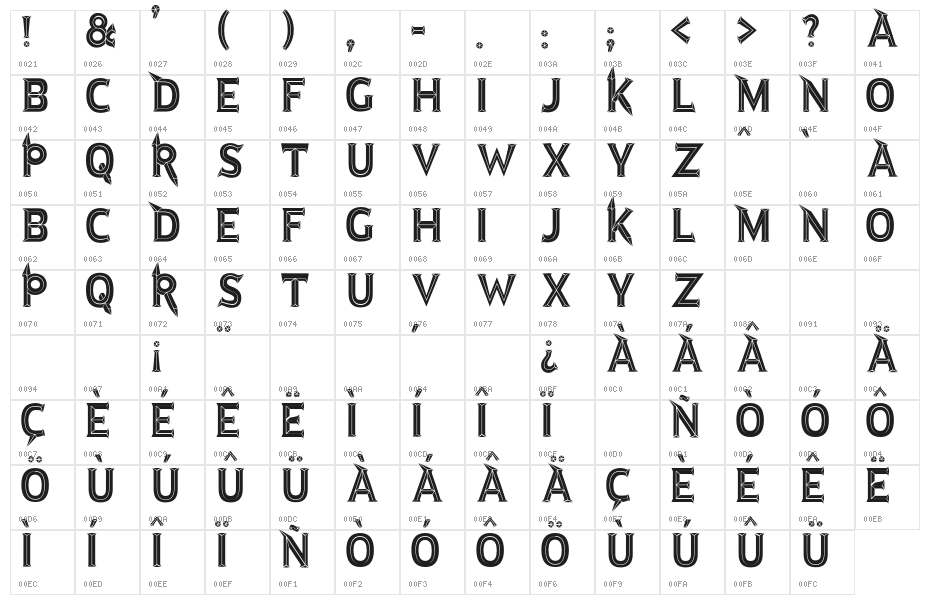 JMHRastanBoldBlack-Regular Character Map