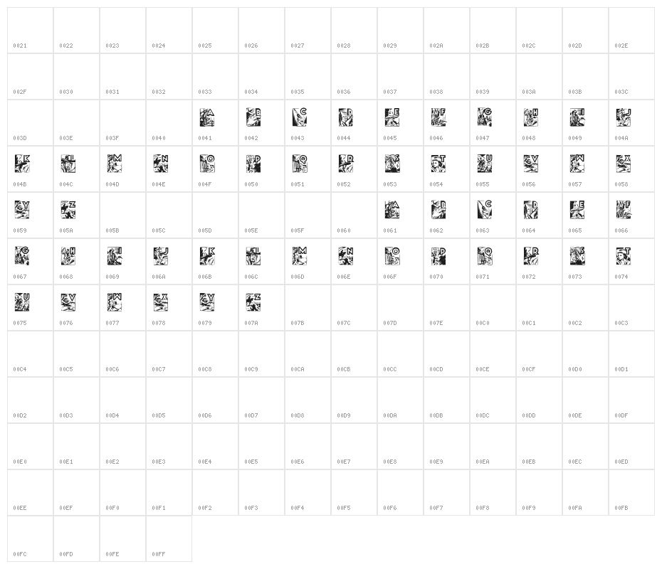 JMHRodeoCaps3-Regular Character Map