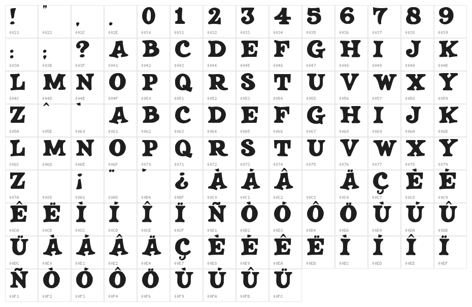 JMHSALOON-Regular Character Map