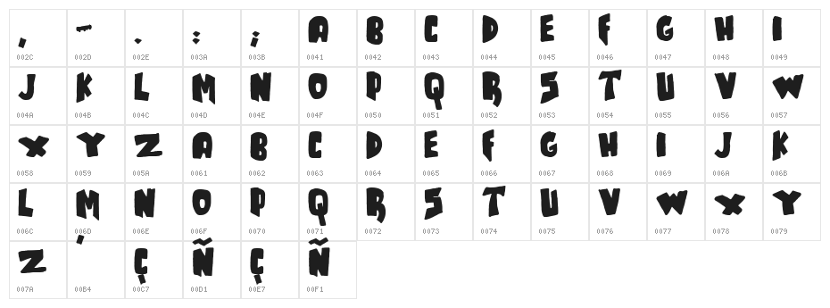 JMHTALES-Regular Character Map