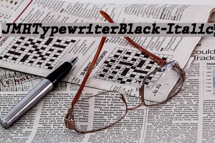 JMHTypewriterBlack-Italic Font examples