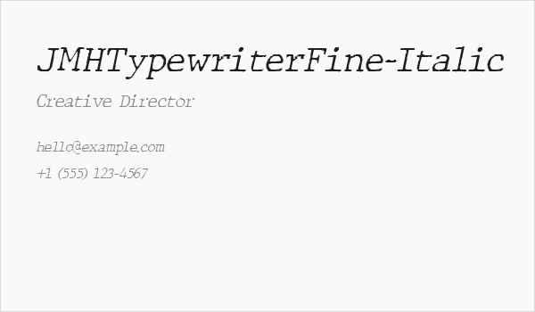 JMHTypewriterFine-Italic Business Card