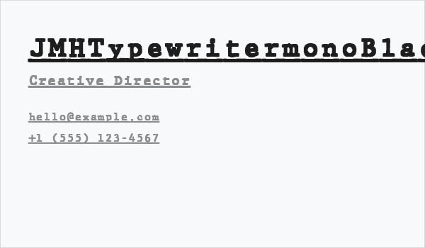 JMHTypewritermonoBlackUnder-Reg Business Card