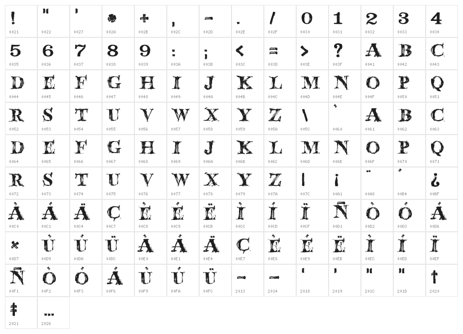 JMHWolfa-Regular Character Map