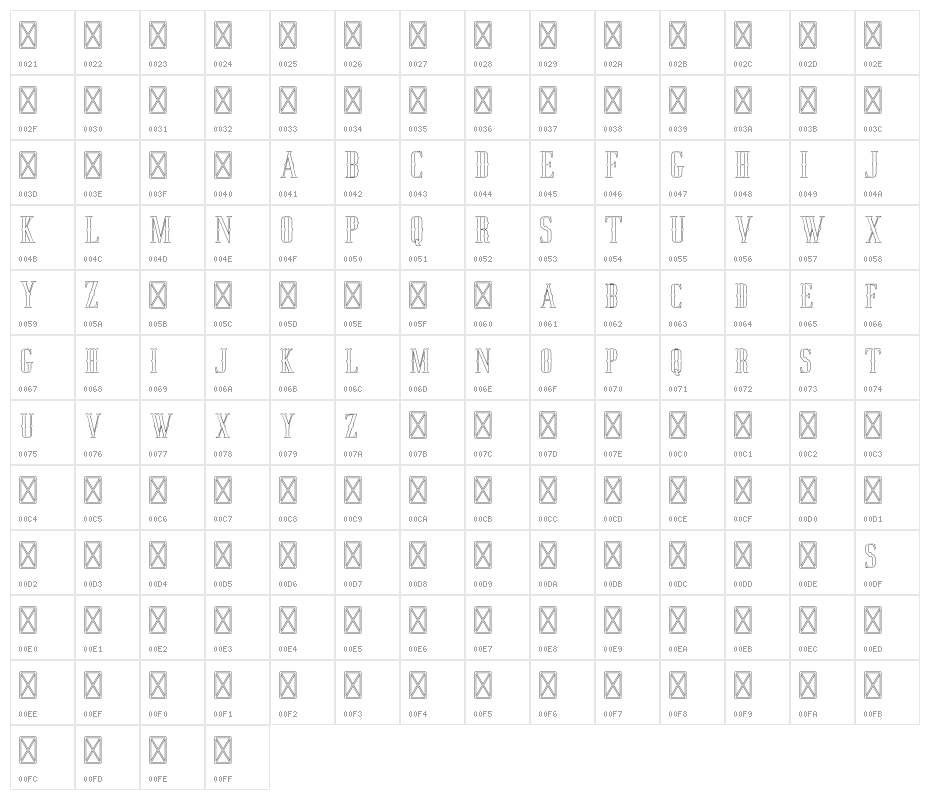 JockerFree-Outline Character Map