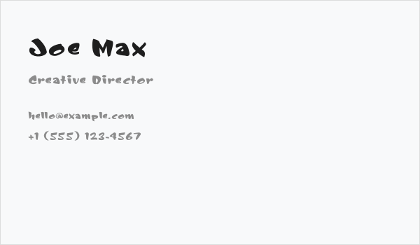 Joe Max Business Card