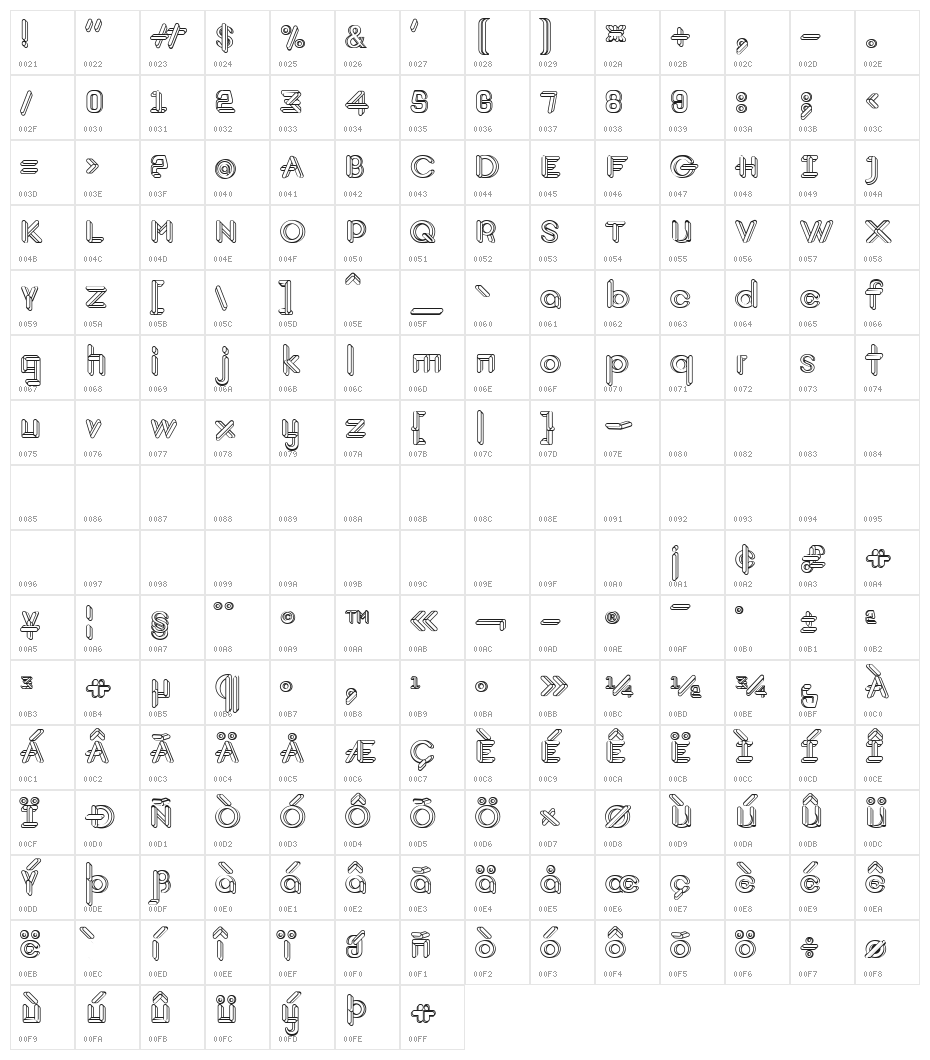 JohanVaaler Bold Character Map