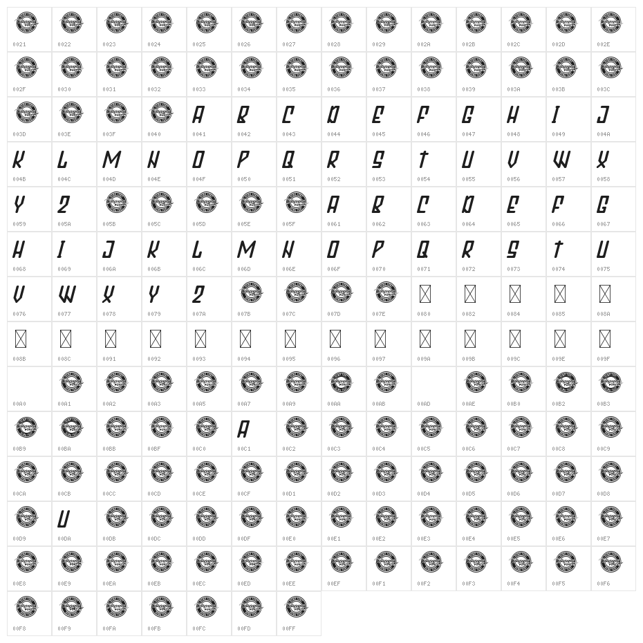 John Mike Demo Italic Character Map
