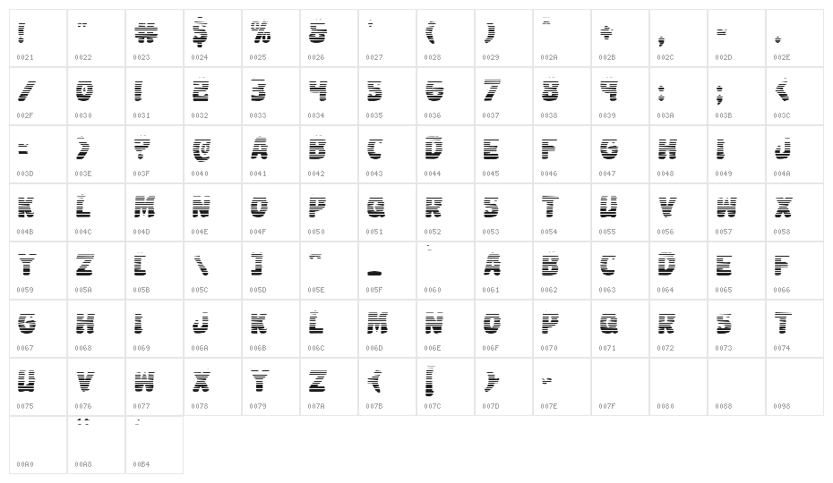 Johnny Torch Gradient Regular Character Map