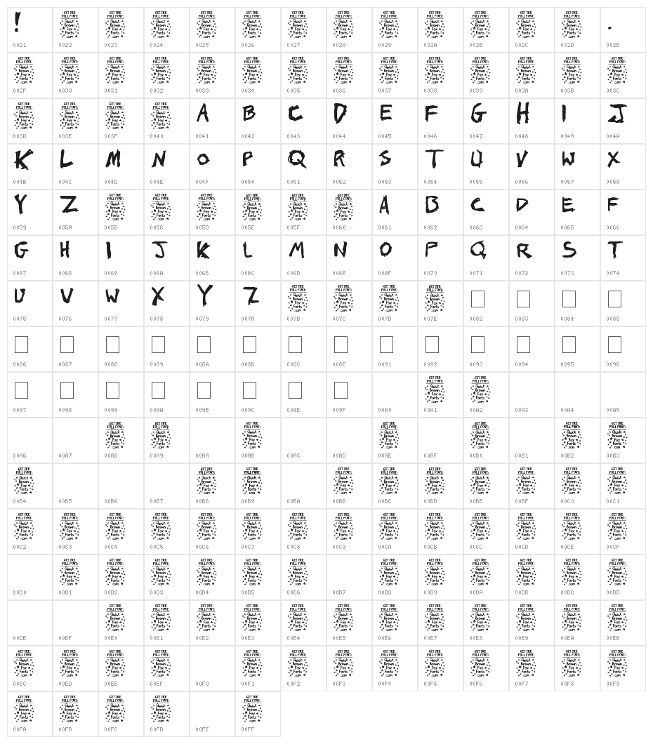 John's 1000 Hurts [Demo] Character Map