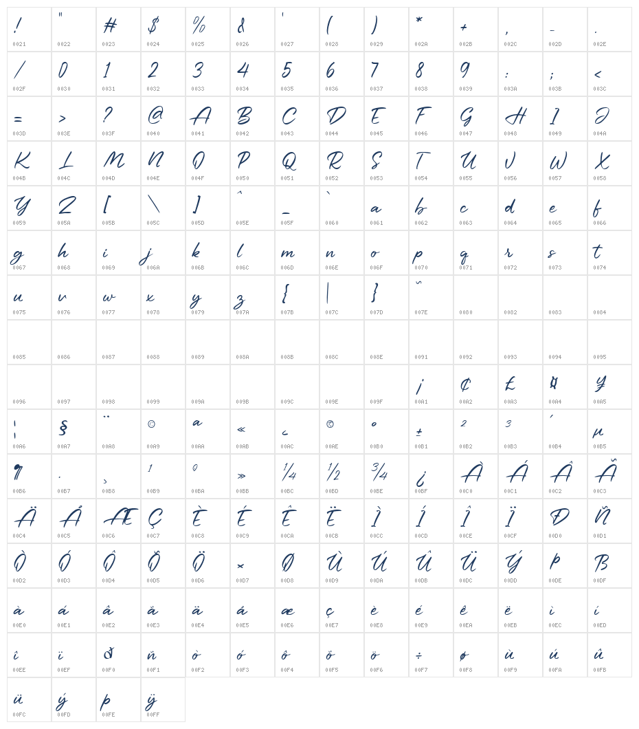 Johnston Airline Character Map