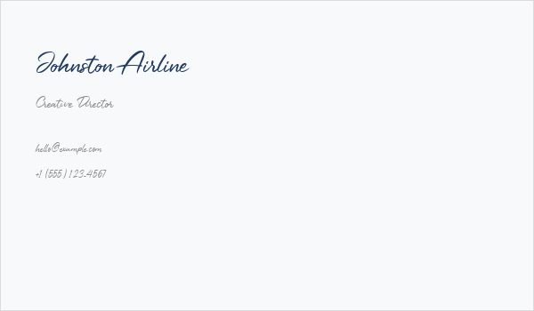 Johnston Airline Business Card