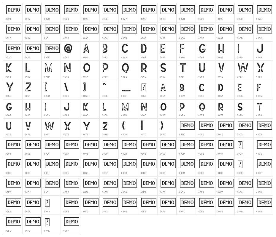 Johny Palkons Stamp Character Map