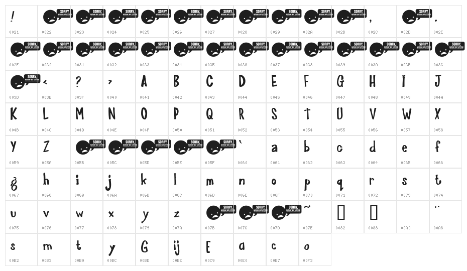 Joinks Character Map