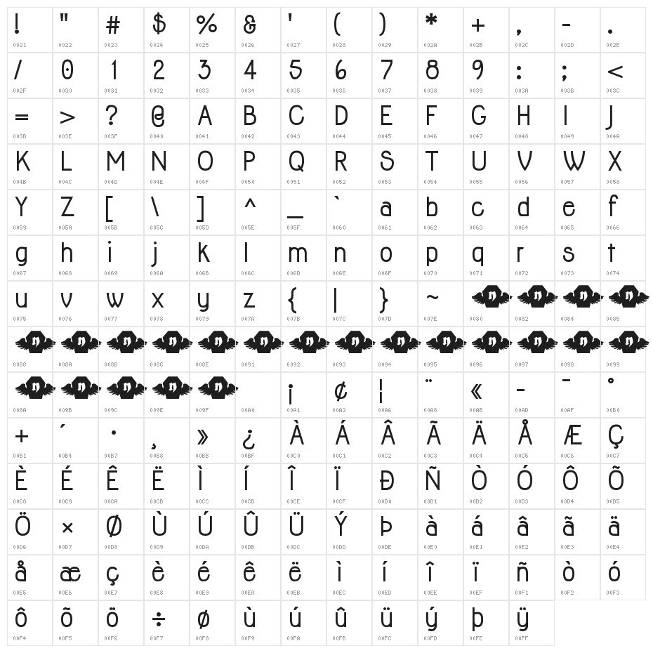 Jolly Bold Character Map