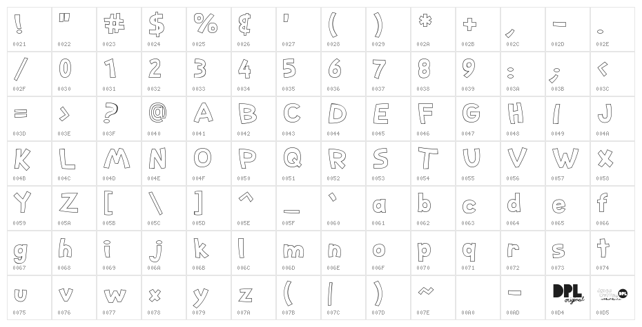 Jones Outline Character Map