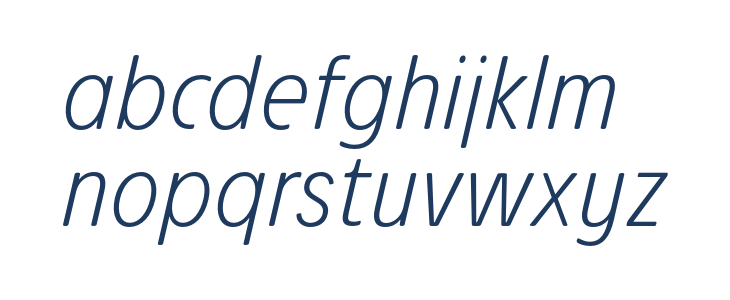 Josefa Rounded Reduced ExtraLight Italic Lowercase