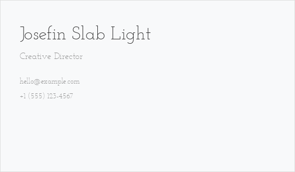 Josefin Slab Light Business Card