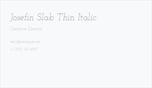 Josefin Slab Thin Italic Business Card