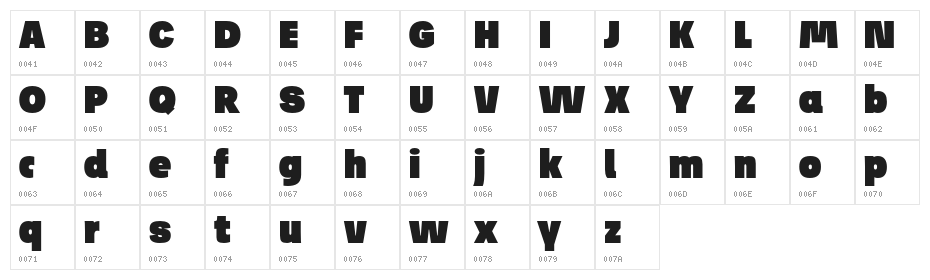 Josefreduced-Ultra Character Map