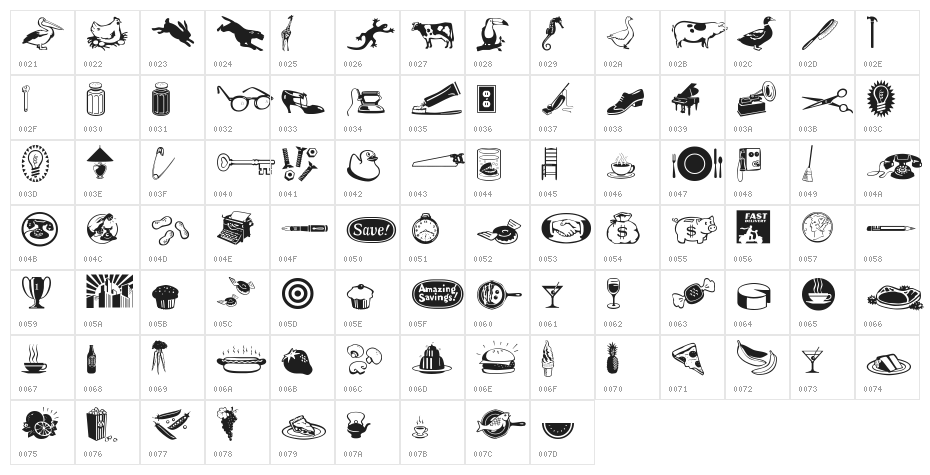 Journal Dingbats 1 Character Map