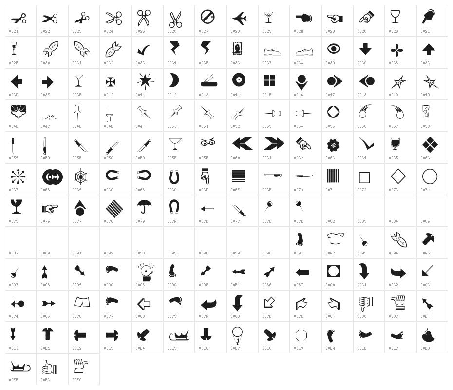 Journal Dingbats 3 Character Map