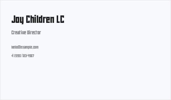 Joy Children LC Business Card
