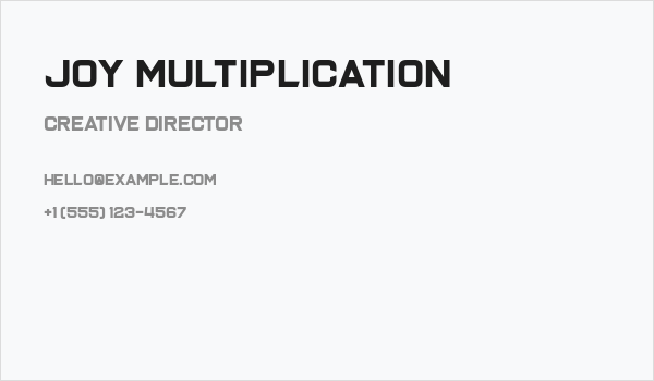 Joy Multiplication Business Card