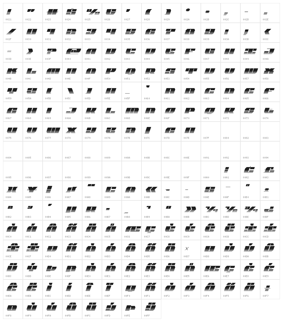 Joy Shark Halftone Semi-ConIta Character Map
