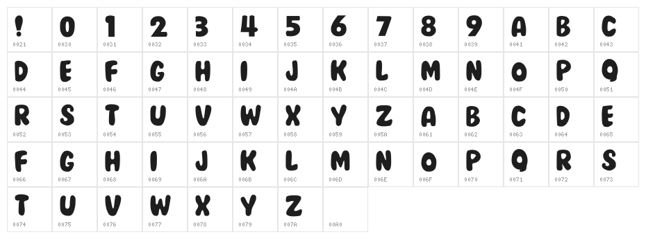 Joykids Regular Character Map