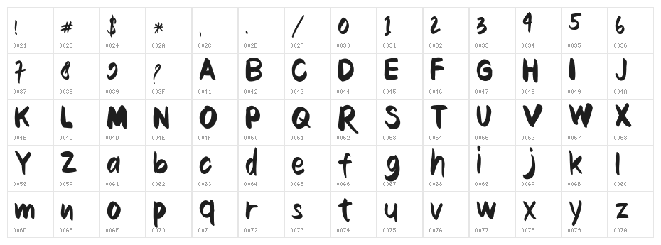 journey-Regular Character Map