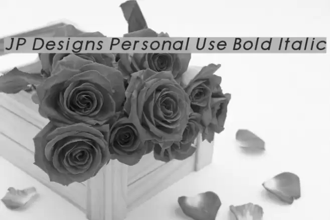 JP Designs Personal Use Bold Italic Font examples