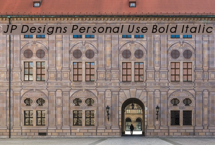 JP Designs Personal Use Bold Italic フォント examples